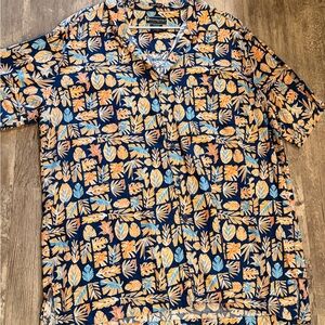 Weekenders Men's Leaf Pattern Shirt - Blue and Orange